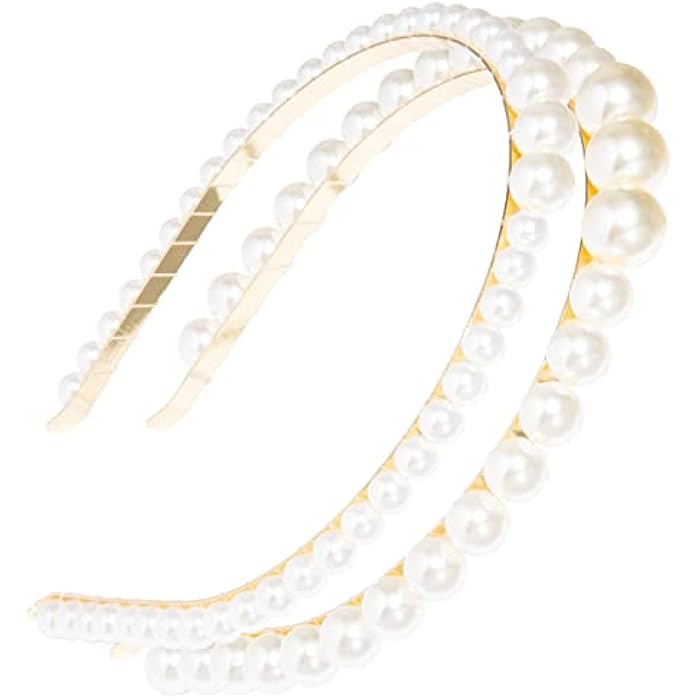 L. Erickson Pearl Headband, 2-Pack - Cream Pearl | Gold - Image 1